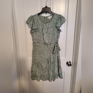 Emerald Sundae Green Ruffled Wrap Sundress